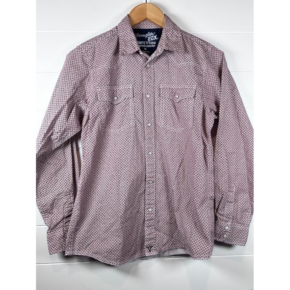 Wrangler 20X Competition Kids XL Red White Blue Geometric Pearl Snap Western - Picture 1 of 7